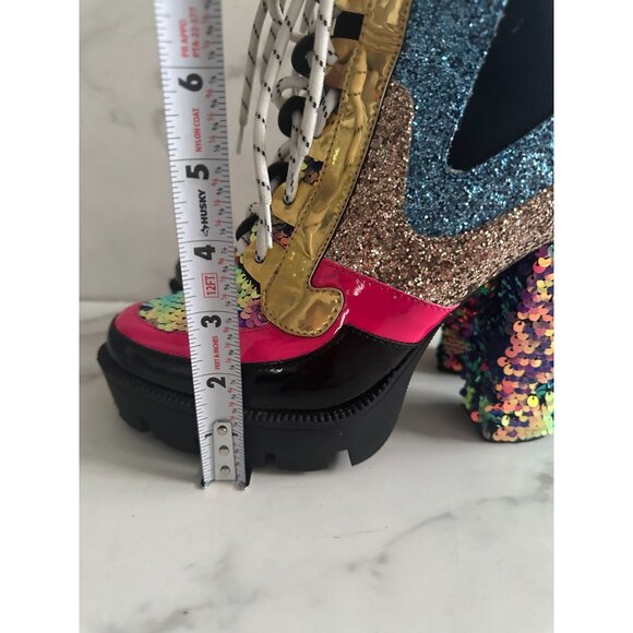 CAPE ROBBIN Multicolor Glitter Sequined Heel Boots Size 8 - Picture 4 of 6